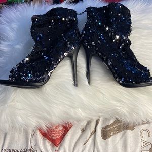 Brand New! Black Sequin, Peep toe, size 11